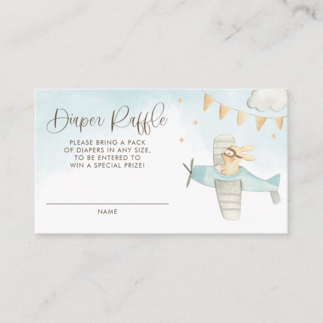 Carte D'accompagnement Lapin Pilote Avion Baby shower Déchets Raffin (Devant)