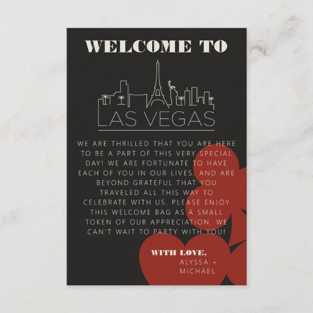 Carte D'accompagnement Las Vegas Casino Skyline Mariage Welcome Bag Card (Devant)