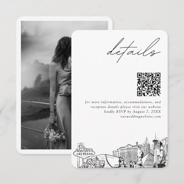 Carte D'accompagnement Las Vegas Détails du Mariage QR Code Petit (Devant / Derrière)