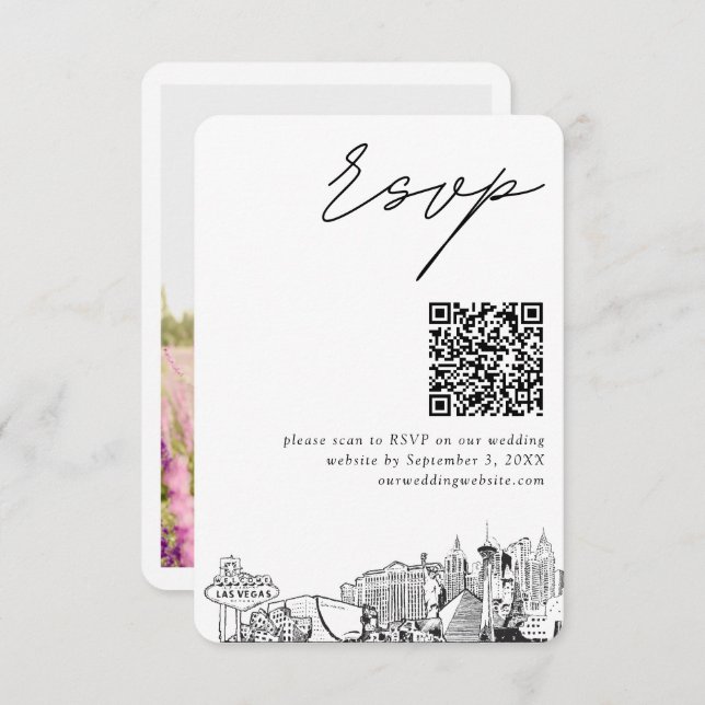 Carte D'accompagnement Las Vegas Wedding RSVP QR Code Petit (Devant / Derrière)