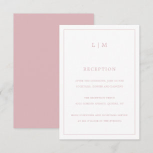 Carte D'accompagnement Lauren Pink Monogramme Mariage élégant
