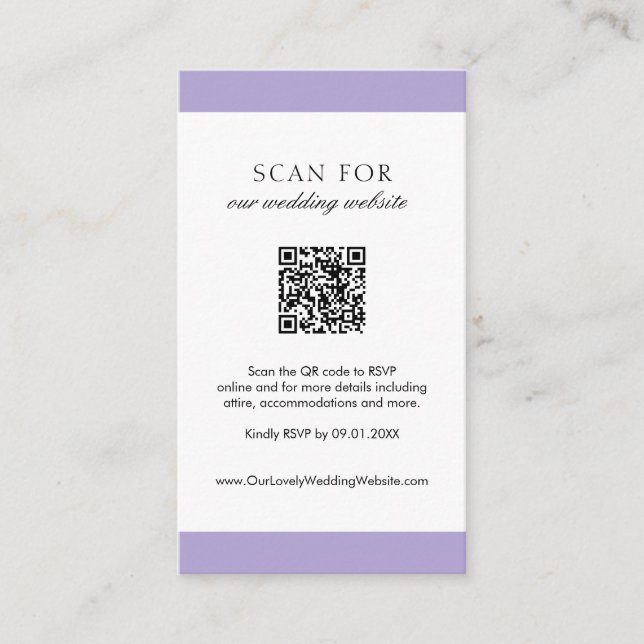 Carte D'accompagnement Lavande numérique minimale Mariage de code QR mode (Devant)