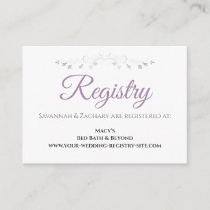 Carte D'accompagnement Lavande Purple & Grey Elegant Wedding Registry
