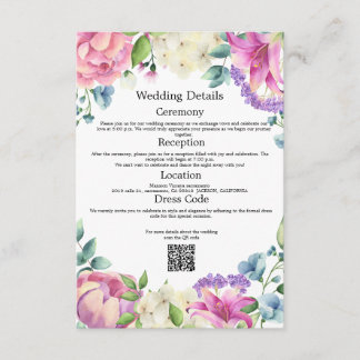 Carte D'accompagnement Lavender Garden Romantic Floral Wedding Details QR