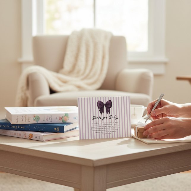 Carte D'accompagnement Lavender Stripe Book Gift Request Card (Créateur téléchargé)