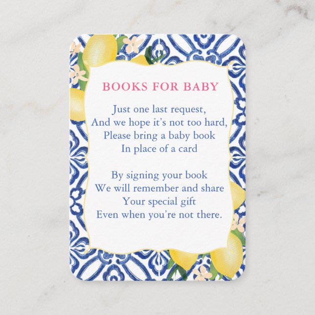 Carte D'accompagnement Le Baby shower Italien De Citrons Apporte Une Bibl (Devant)