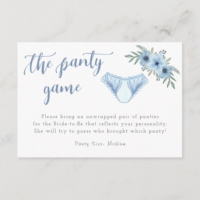 Carte D'accompagnement Le Jeu de la Panty Lingerie Douche Insertion (Devant)