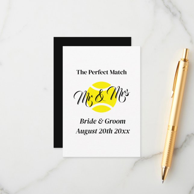 Carte D'accompagnement Le Parfait Match Tennis Mariage (Devant/Arrière en situation)