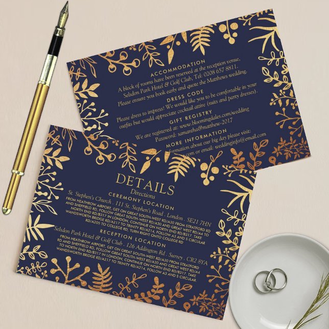 Carte D'accompagnement L'élégante collection de Mariages floraux marine e (Créateur téléchargé)