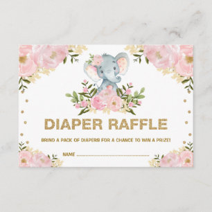 Carte D'accompagnement L'éléphant chic rougissent tombola florale de