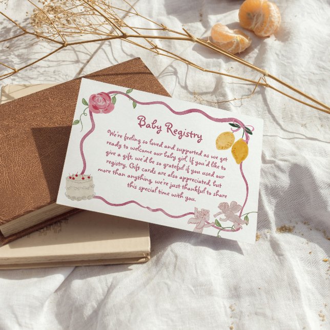 Carte D'accompagnement Lemon Baby Girl Cadeau Détails du registre (Lemon Baby Girl Gift Registry Enclosure Card)