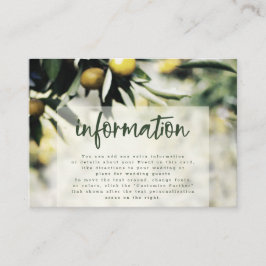 Carte D'accompagnement Lemon Grove | Informations modernes sur le Mariage