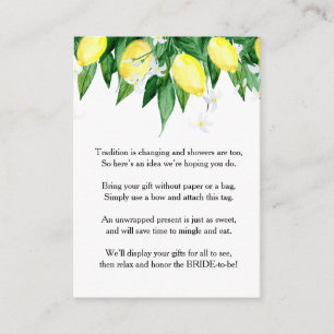 Carte D'accompagnement Lemons Blossom Fête des mariées cadeau de verdure