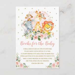Carte D'accompagnement Les animaux sauvages de baby shower Girly de
