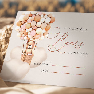 Carte D'accompagnement Les Filles Roses Devinent Combien D'Ours Ballons B