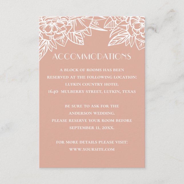 Carte D'accompagnement Les mariages roses. Détails du QR floral (Devant)