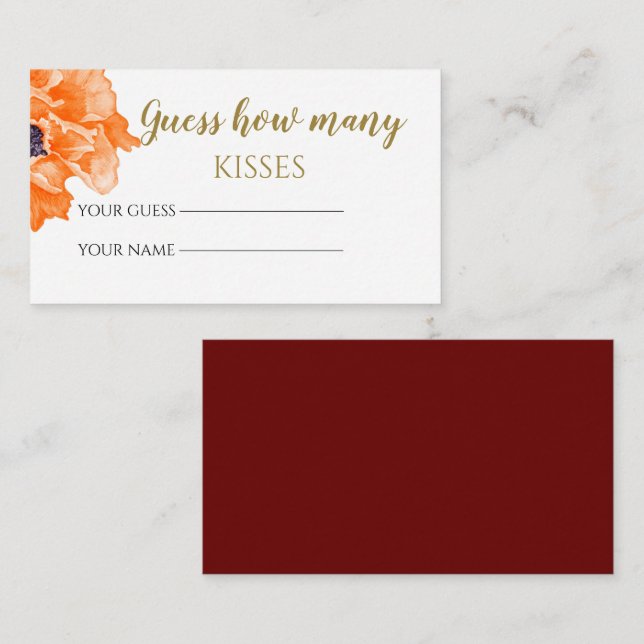 Carte D'accompagnement Les pies devinent combien de baisers jeu de mariée (Devant / Derrière)