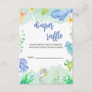 Carte D'accompagnement L'été sous la mer Baby shower de la couche Raffle