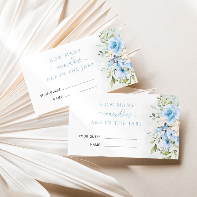 Carte D'accompagnement L'eucalyptus bleu floral devine combien de bonbons (Créateur téléchargé)