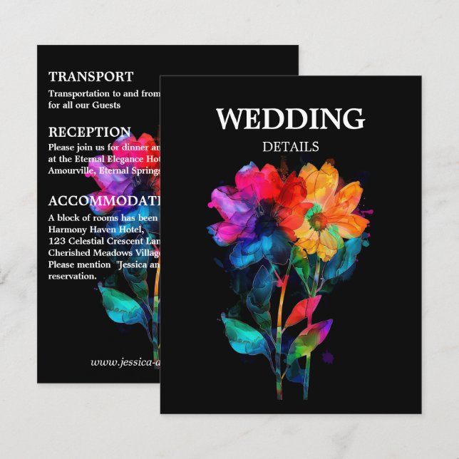 Carte D'accompagnement 🌈 LGBTQ Wedding DETAILS Petals & Pride  (Devant / Derrière)