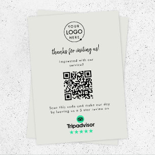 Carte D'accompagnement Lien de notation TripAdvisor QR Code Grey Busine