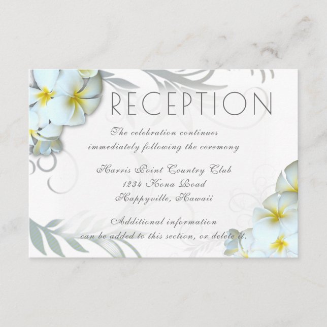 Carte D'accompagnement Lieu de réception Plumeria Flourish (Devant)