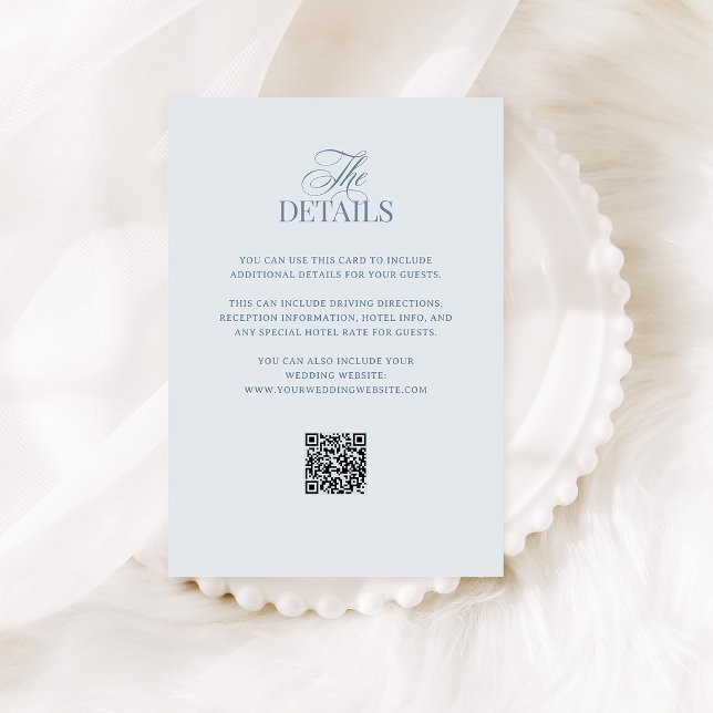 Carte D'accompagnement Light Blue Luxe | QR Code Wedding Guest Details (Créateur téléchargé)