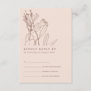 CARTE D'ACCOMPAGNEMENT LIGNE DE PASTEL BLANC DESSINANT MARIAGE FLORAL RSV