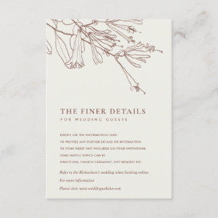 CARTE D'ACCOMPAGNEMENT LIGNE FLORALE CRÈME BLUSH DÉTAIL DU MARIAGE