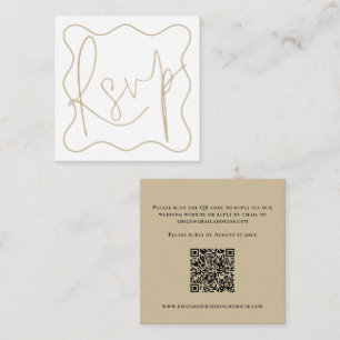 Carte D'accompagnement Ligne Gold Wavy Bordure Script QR Code Mariage RSV