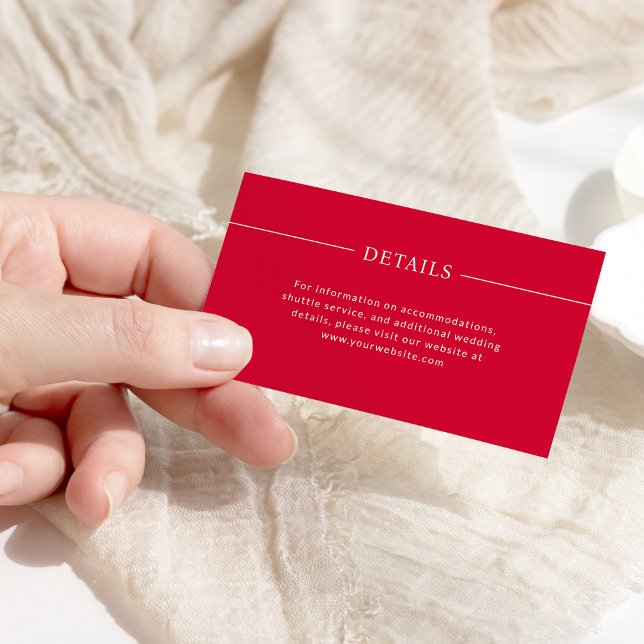 Carte D'accompagnement Lignes modernes | Détails du Mariage Cherry Red (Créateur téléchargé)