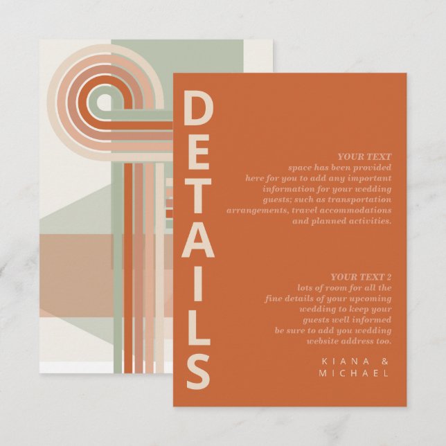 Carte D'accompagnement Lignes raffinées Détails géométriques Terra Cotta  (Devant / Derrière)