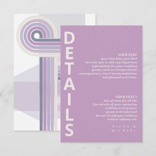 Carte D'accompagnement Lignes raffinées Détails géométriques Violet ID983 (Devant / Derrière)