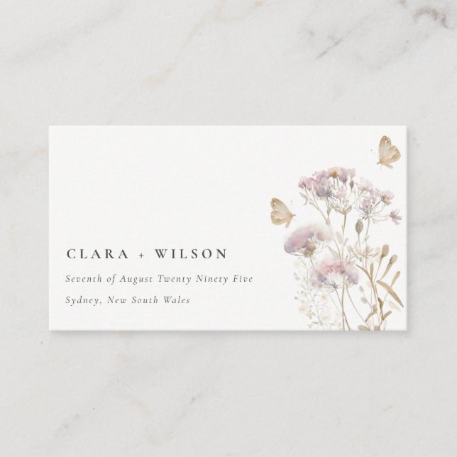 Carte D'accompagnement Lilac Boho Fleur sauvage Fern Mariage botanique (Devant)