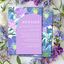 Carte D'accompagnement Lilac et Purple Pastel Détails du Mariage Floral