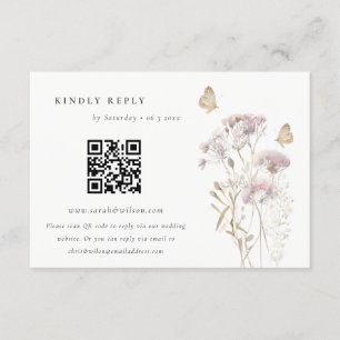 Carte D'accompagnement Lilac Fleur sauvage Fern Foliage Mariage QR Code R