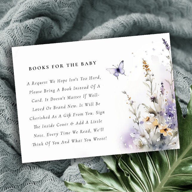 Carte D'accompagnement Lilac Fleur sauvage Papillons Livres Pour Baby sho (Créateur téléchargé)