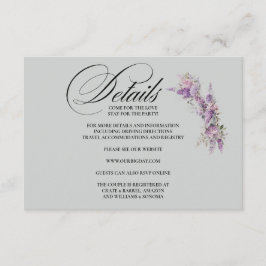 Carte D'accompagnement Lilac floral Enclosure Card Details