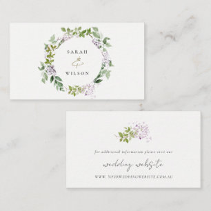 Carte D'accompagnement Lilac Floral Wreath Cottage Garden Wedding Website