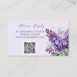 Carte D'accompagnement Lilac Purple Aquarelle Fleurs Mariage Floral