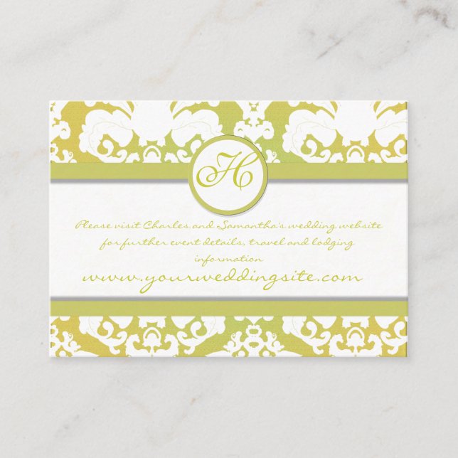 Carte D'accompagnement Lime et jaune Damas Floral Lime Trier (Devant)