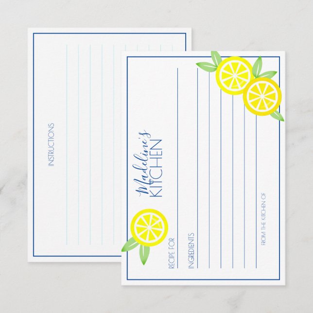 Carte D'accompagnement limonade SUMMER CITRUS douche nuptiale RECIPE (Devant / Derrière)
