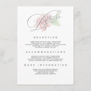 Carte D'accompagnement L'information rose douce de mariage de typographie
