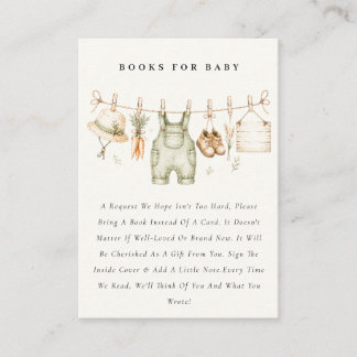 Carte D'accompagnement Linge de ferme rustique pour baby shower