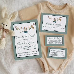 Carte D'accompagnement Linge de golf, Nouveau dans le Club Baby Shower