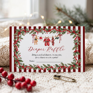 Carte D'accompagnement Linge rouge de Noël Baby Shower