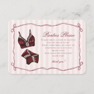 Carte D'accompagnement Lingerie rouge Bourgogne, collants de douche, s'il