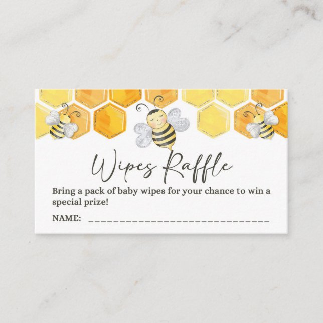 Carte D'accompagnement Lingettes pour bébé Raffle Billets Miel Bee Douche (Devant)