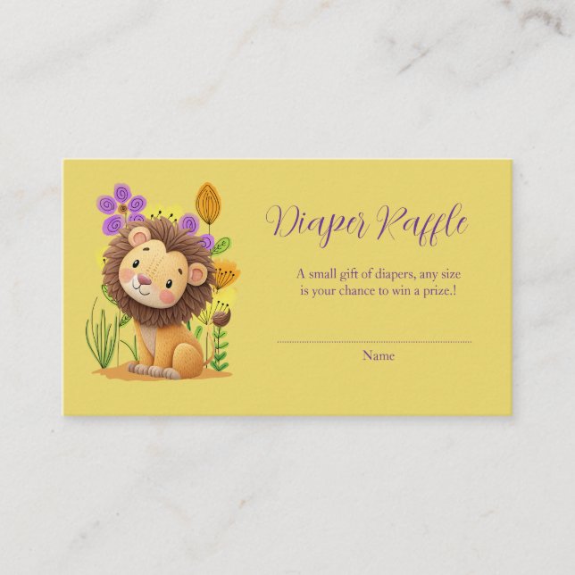 Carte D'accompagnement Lion Cub Baby shower Déchets Raffle Billets (Devant)