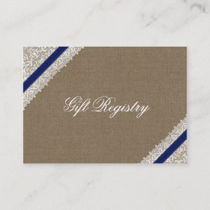 Carte D'accompagnement Liste de cadeaux de dentelle et de toile de jute